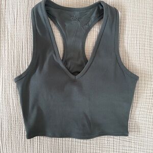 Alo Green Ribbed Crop Top